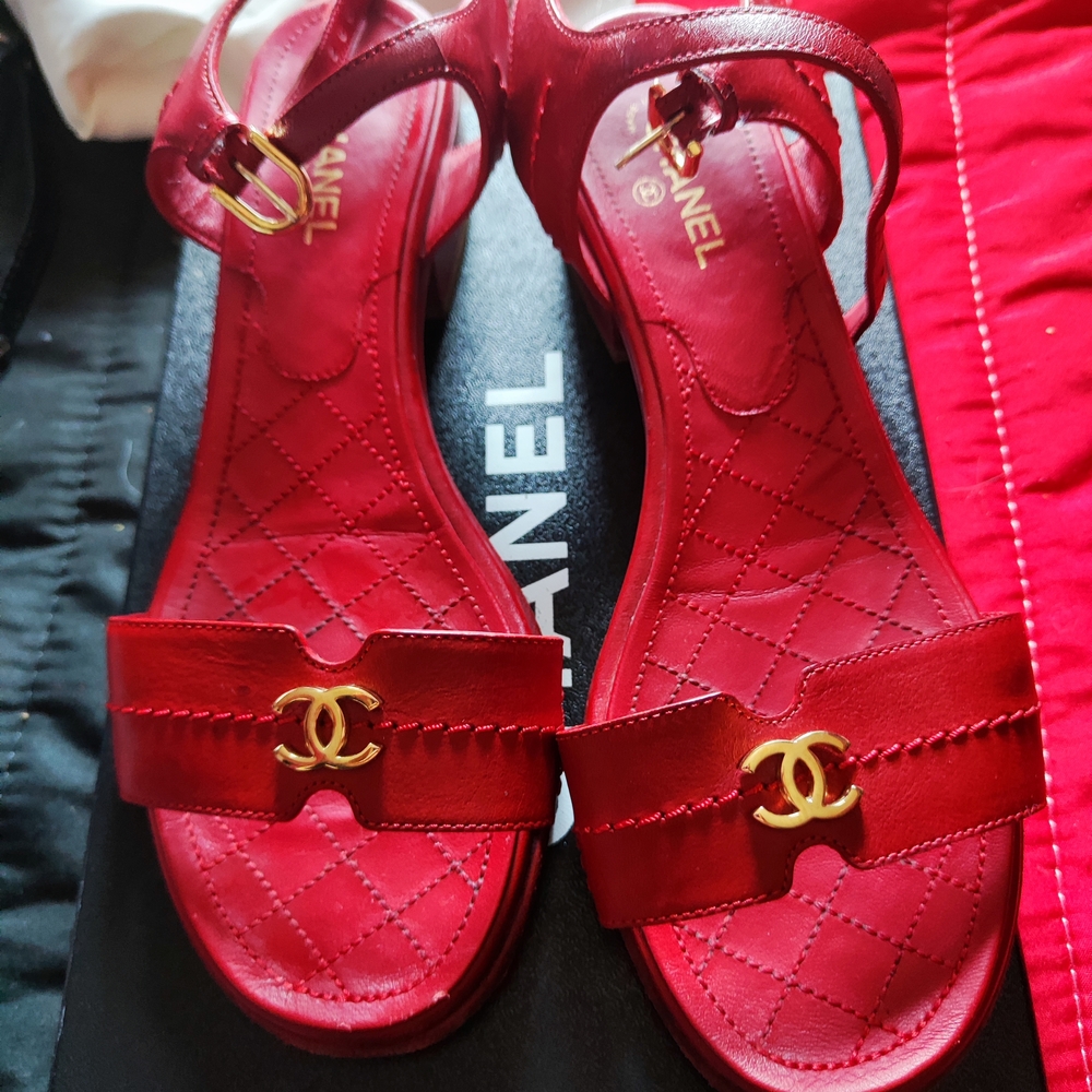 Chanel Red Sandals